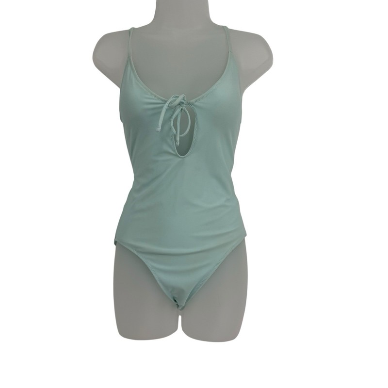 Aerie Green One-Piece Swimsuit Size S Long Front/back Tie Built-in-bra Women
