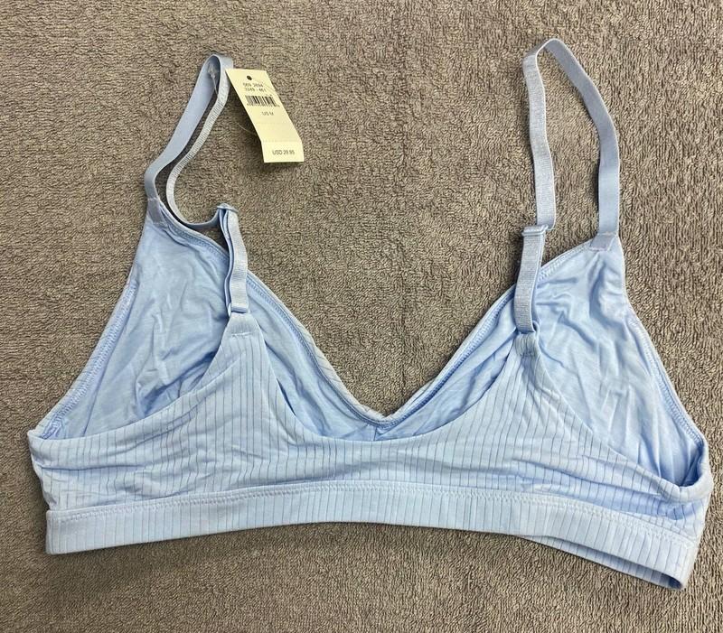 Aerie Modal Ribbed Triangle Bralette EYELET BLUE M