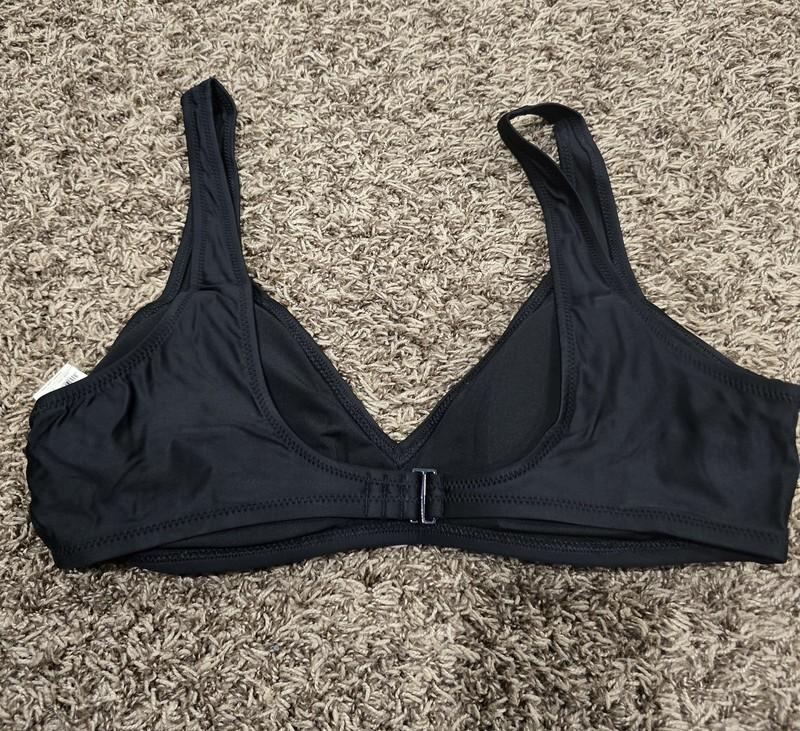 Aerie NWT V Scoop Plunge Bikini Top Black Size XL