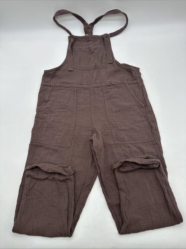 Aerie Overalls One Piece Women M Brown Pockets 100% Cotton.#36200