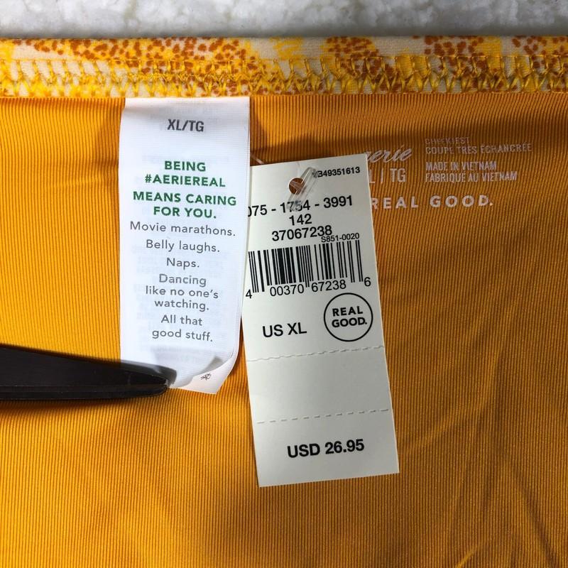 Aerie Real Good Tie Cheekiest Bikini Bottom Size XL Orange Animal Print NWT