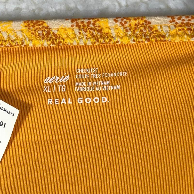 Aerie Real Good Tie Cheekiest Bikini Bottom Size XL Orange Animal Print NWT