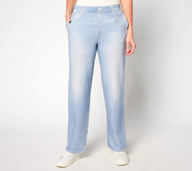 #AF 635 AnyBody Tall Printed Denim Effect French Terry Sweatpant Jean Size MT