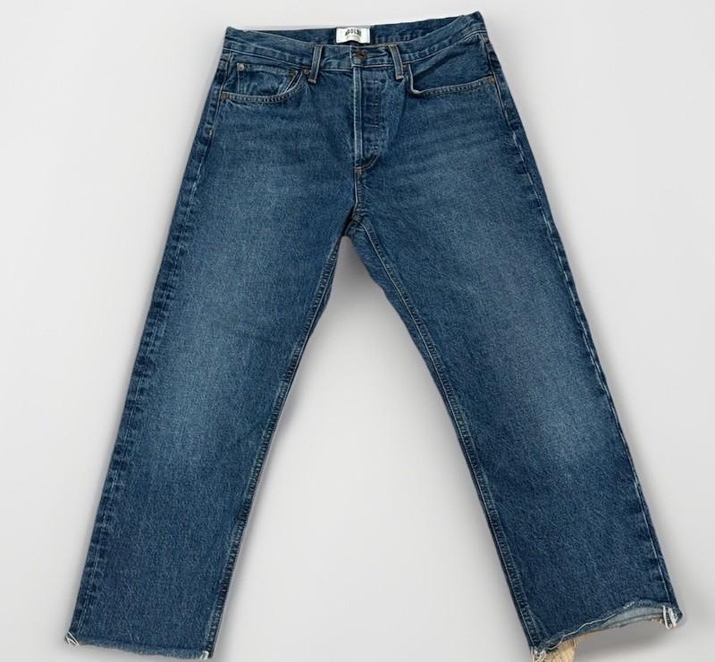 Agolde Jeans Womens 26 (x24) Parker Long Straight Leg Ankle Fray Button Fly Blue