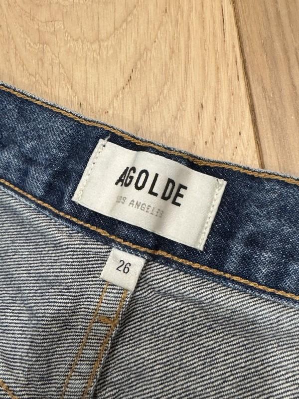 Agolde Jeans Womens 26 (x24) Parker Long Straight Leg Ankle Fray Button Fly Blue