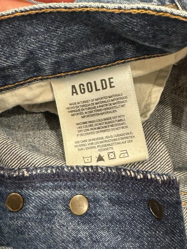Agolde Jeans Womens 26 (x24) Parker Long Straight Leg Ankle Fray Button Fly Blue