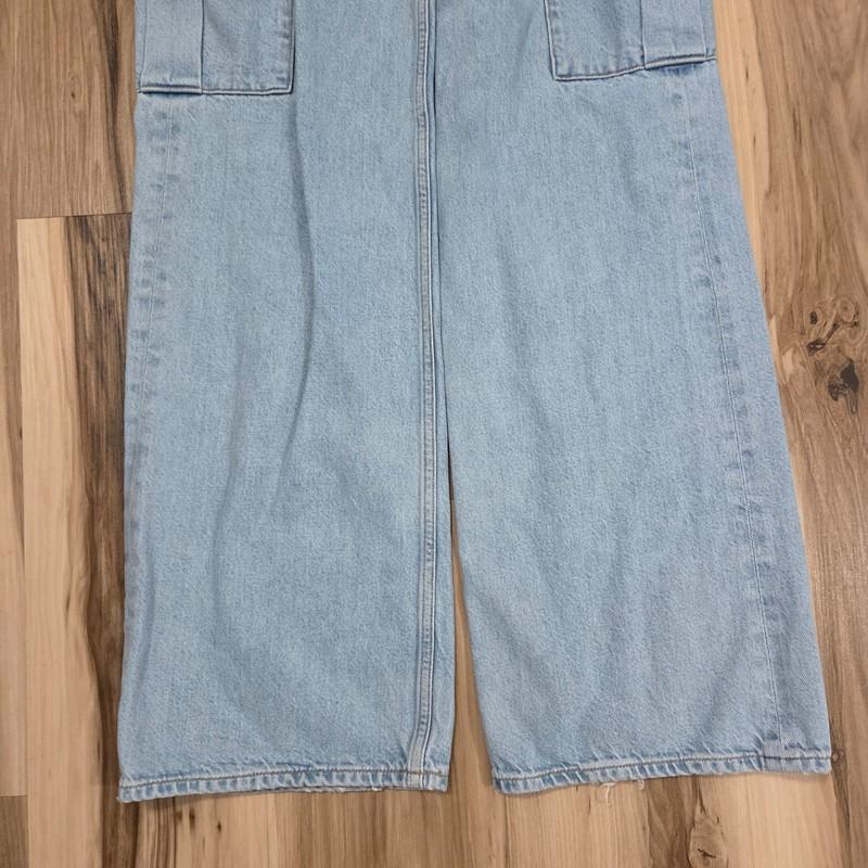 AGOLDE Minka Cargo Jeans Womens 23 Blue High Rise Wide Leg Denim