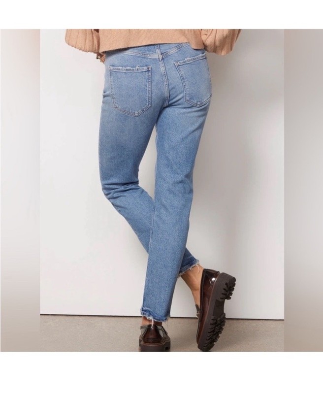 AGOLDE Riley High Rise Straight Crop Jeans Size 25 Blue Straight Leg A056D-1255