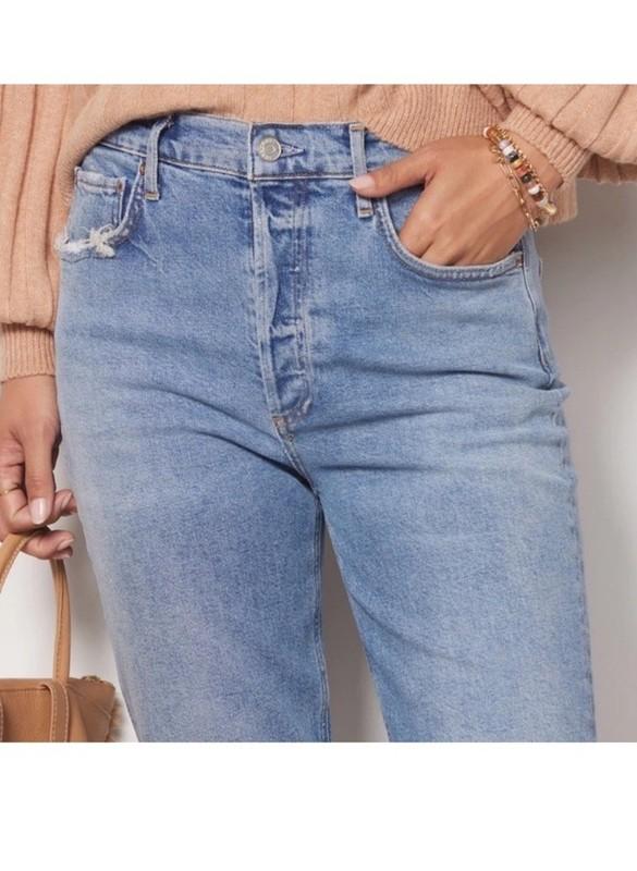 AGOLDE Riley High Rise Straight Crop Jeans Size 25 Blue Straight Leg A056D-1255