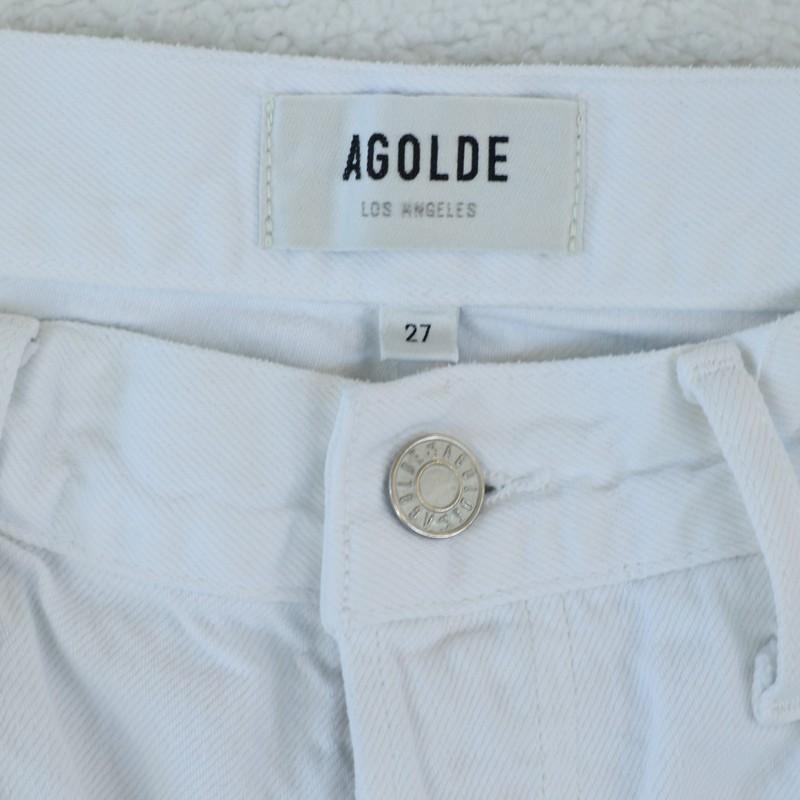 Agolde Riley Jeans Women's 27 Slant High Rise Straight Cropped Ripped Button Fly