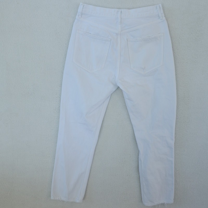 Agolde Riley Jeans Women's 27 Slant High Rise Straight Cropped Ripped Button Fly