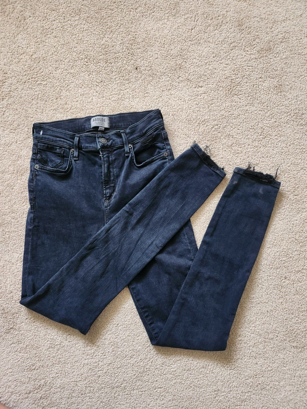 AGOLDE Sophie Distressed Black Skinny Premium Jeans Size 26