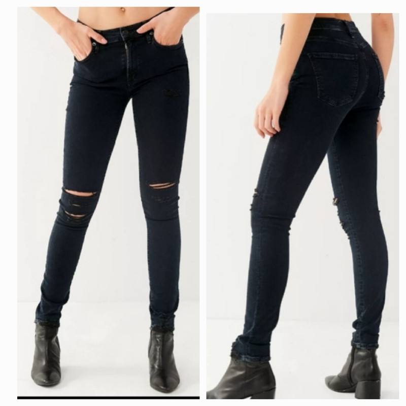 AGOLDE sophie distressed black skinny premium jeans size 26