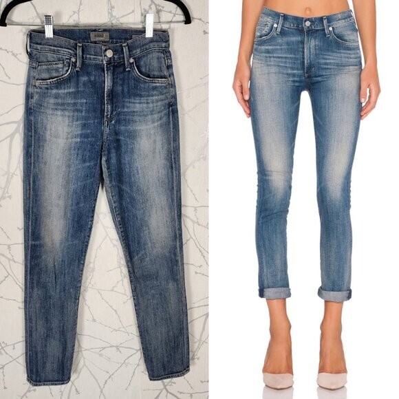 Agolde Tilburg Light Wash Cotton Denim High Rise Retro Slim Jeans Women's 24