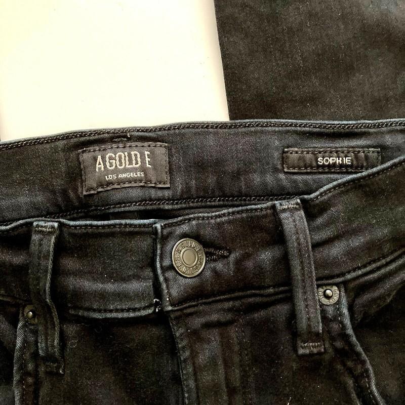 Agolde Women's Pants Size 26 Sophia Style Distressed Jeans Black Skinny Jean