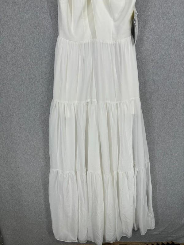 AIDAN MATTOX Halter Gown Size 6 Ivory Crisscross Tiered Dress NWT