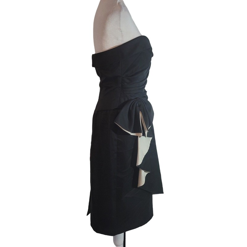 AJ Bari Size 10 Vintage Strapless Cocktail Dress Oversized Bow Sweetheart Classy