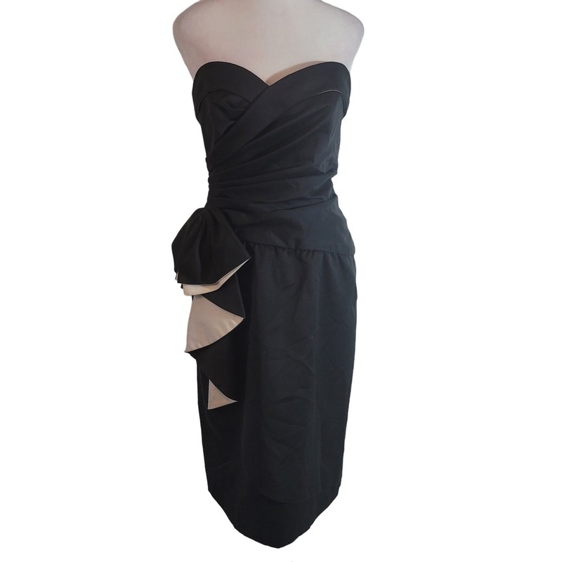 AJ Bari Size 10 Vintage Strapless Cocktail Dress Oversized Bow Sweetheart Classy