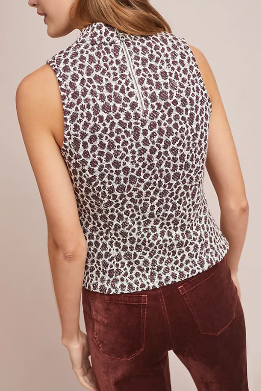 Akemi + Kin Sleeveless Metallic Leopard Top Size Medium Ivory Anthropologie