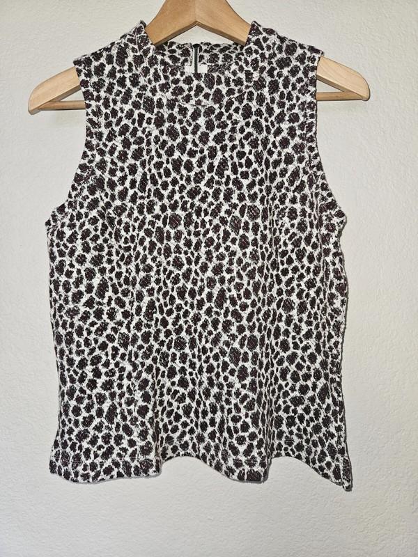 Akemi + Kin Sleeveless Metallic Leopard Top Size Medium Ivory Anthropologie