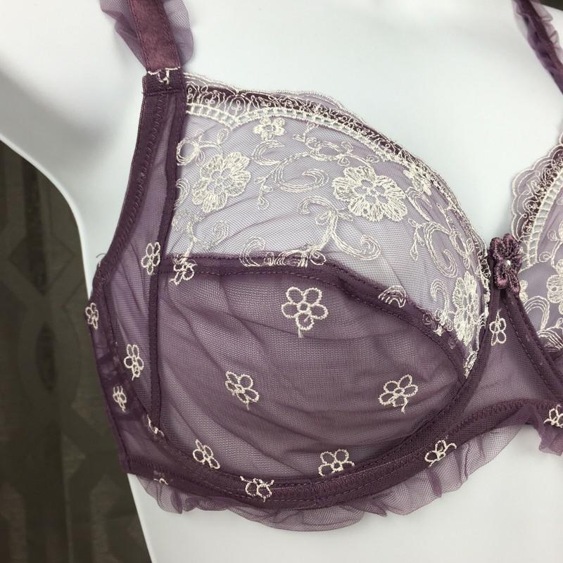 ALEGRO Sheer With Lace Underwire Sexy Lingerie Bra - Violet 9003 - 30-40 NWT
