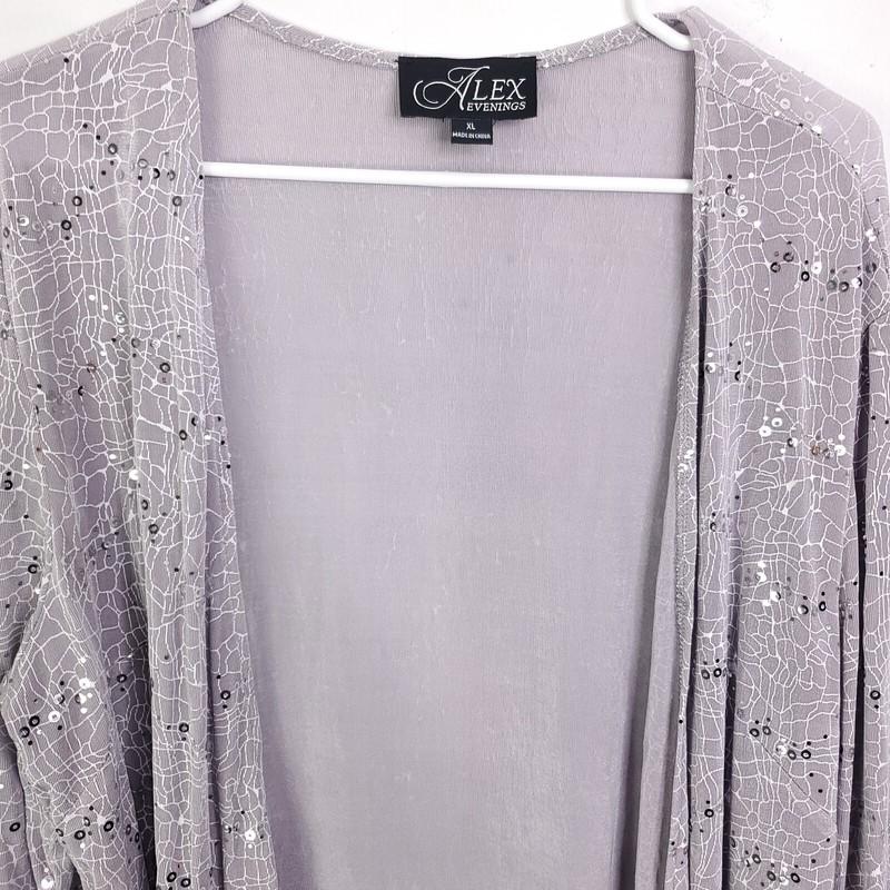 Alex Evenings Jacket Womens XL Mesh Sequin Overlay Lighter Formal Cardigan