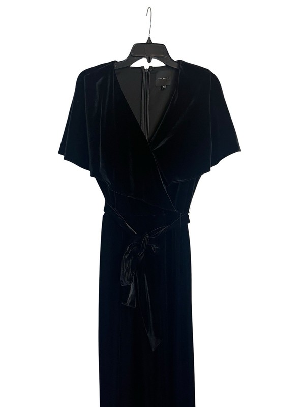 Alex Marie Velvet Jumpsuit Size 10 Black Belted V Neck