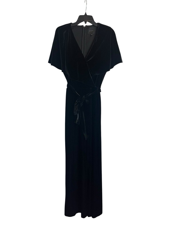 Alex Marie Velvet Jumpsuit Size 10 Black Belted V Neck
