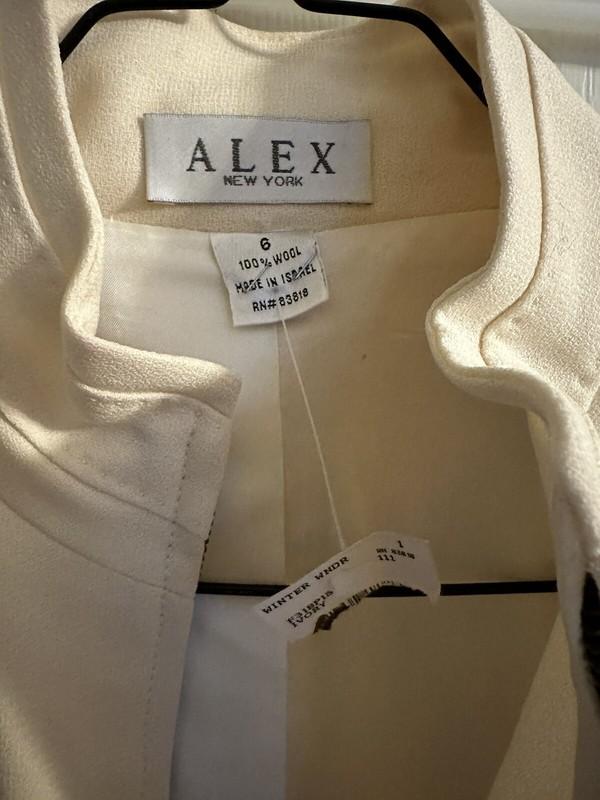 ALEX Womens Blazer Jacket Size 6 Med Pure Wool Cream New York Lined NWT Vnt 90s