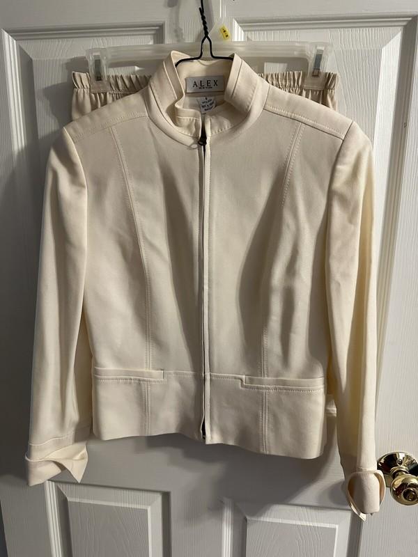 ALEX Womens Blazer Jacket Size 6 Med Pure Wool Cream New York Lined NWT Vnt 90s