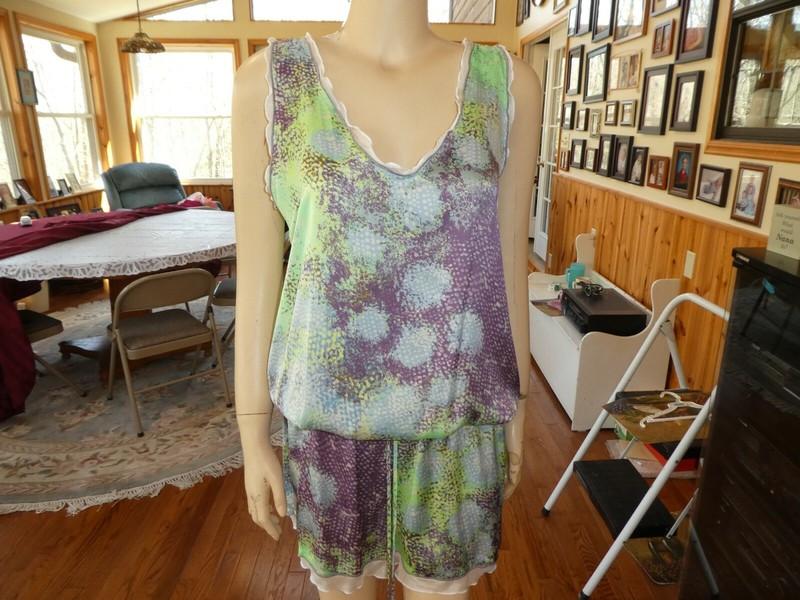 Alexis With Love~Green/Purple Multi Sleeveless Romper~Size L~Polyester~N/W/O/T