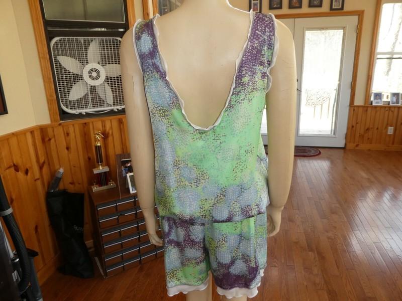 Alexis With Love~Green/Purple Multi Sleeveless Romper~Size L~Polyester~N/W/O/T