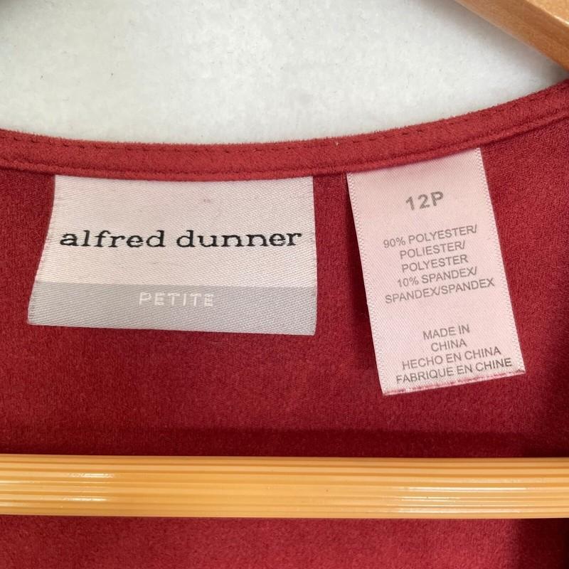 Alfred Dunner Drape Front Women Jacket Faux Suede Open Cardigan Petite Red 12P