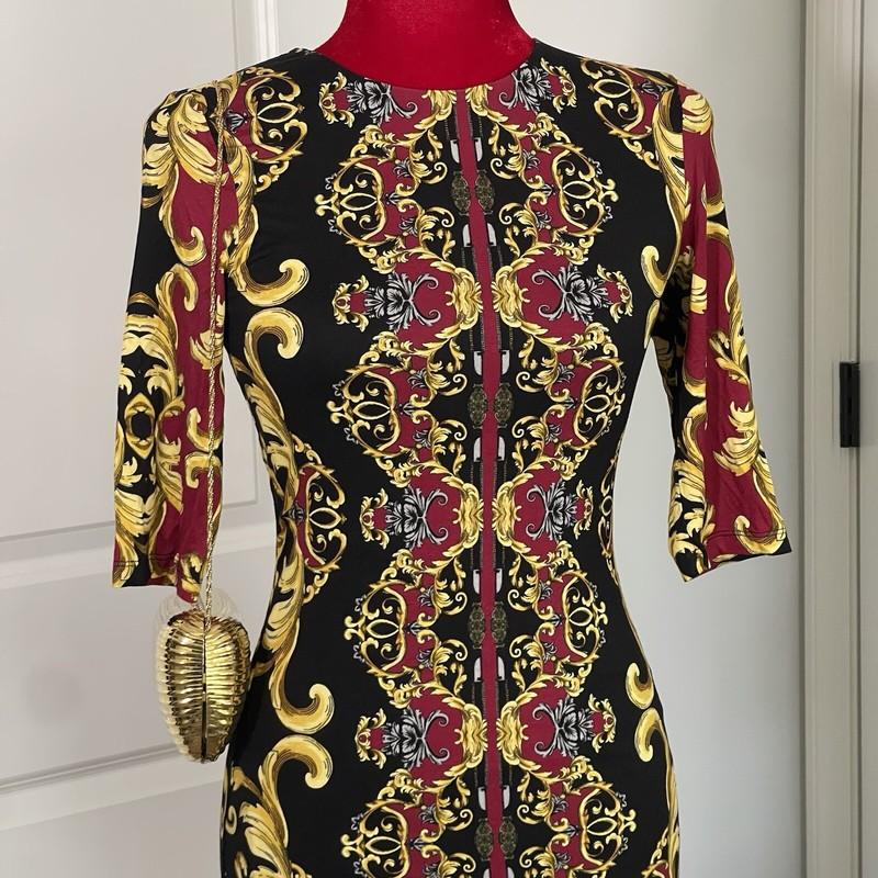 Alice + Olivia: Delora Fitted Crew Neck Dress (US 2) In Regal Romance