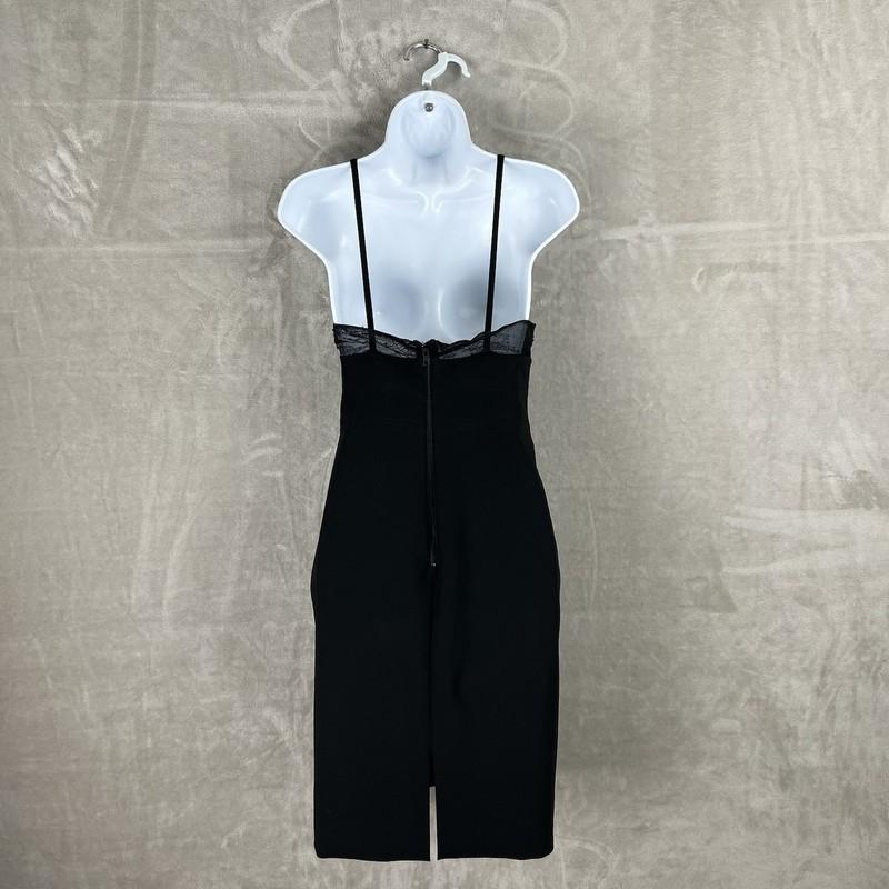 Alice + Olivia Lace Insert Mini Dress Womens Size 4 Black Casual Elegant