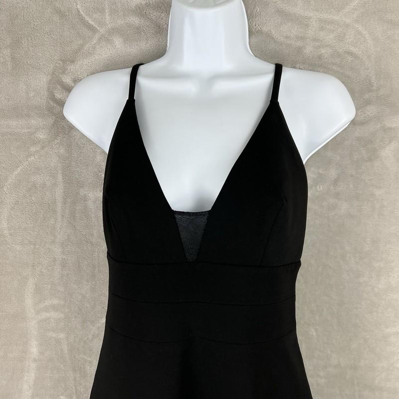 Alice + Olivia Lace Insert Mini Dress Womens Size 4 Black Casual Elegant