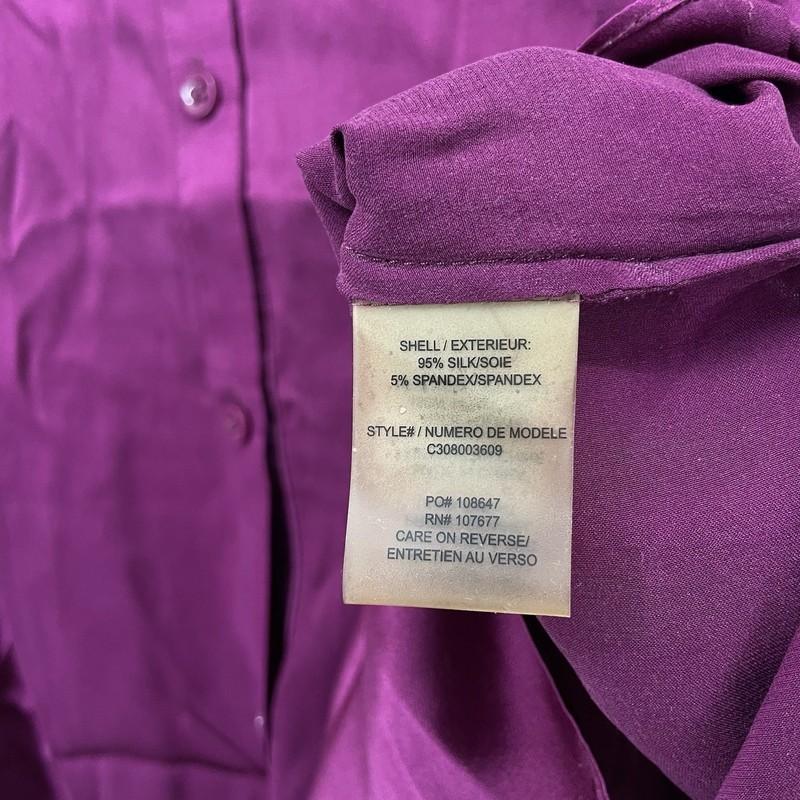 Alice + Olivia Size Medium Silk Button Down Shirt Purple Blouse Staple Top Women