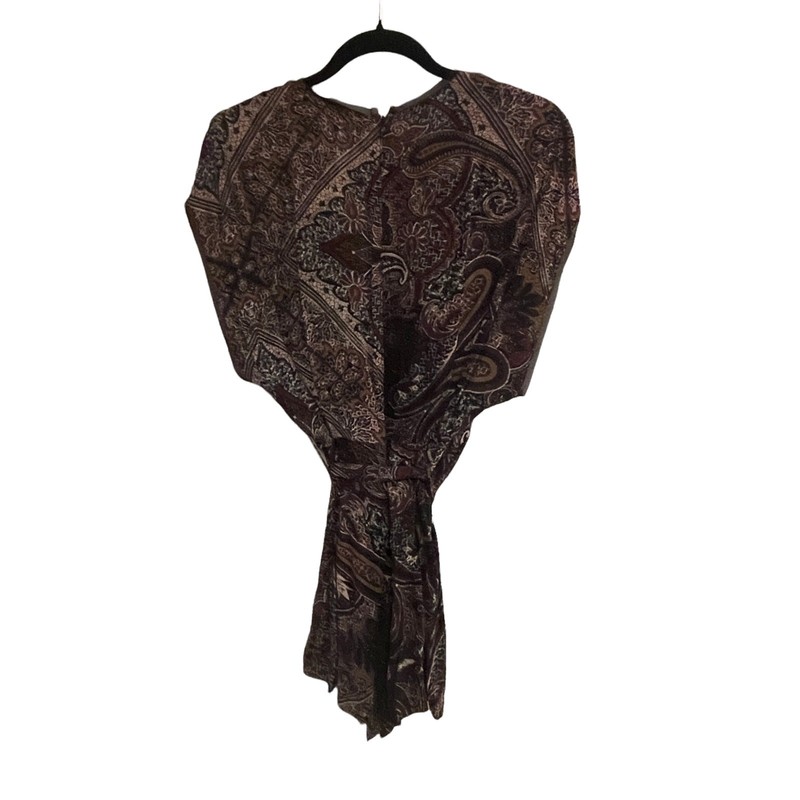 All Saints Reid Scarf Playsuit Romper Purple Paisley V-Neck Tie Belt 2