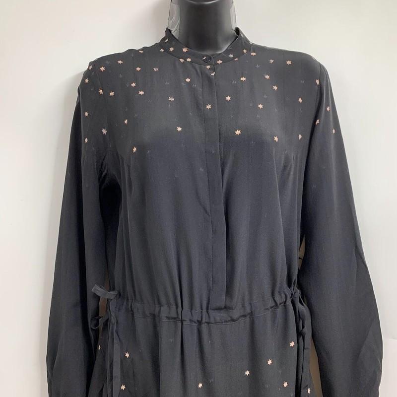 All Saints Women's Estrela Silk Shirt Black Star Print Dress Size 4