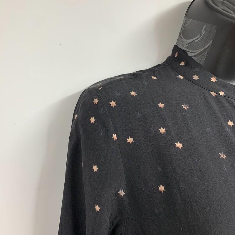 All Saints Women's Estrela Silk Shirt Black Star Print Dress Size 4
