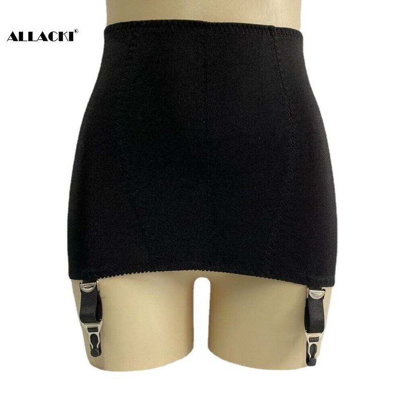Allacki Lace Edge Cloth Girdle Skirt Retro Garter Belt 6 Straps Suspender Belt