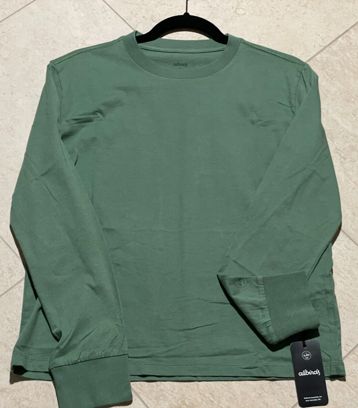 Allbirds Women’s Long Sleeve Organic Cotton Tee T-Shirt Hazy Cargo Green Sz. SML