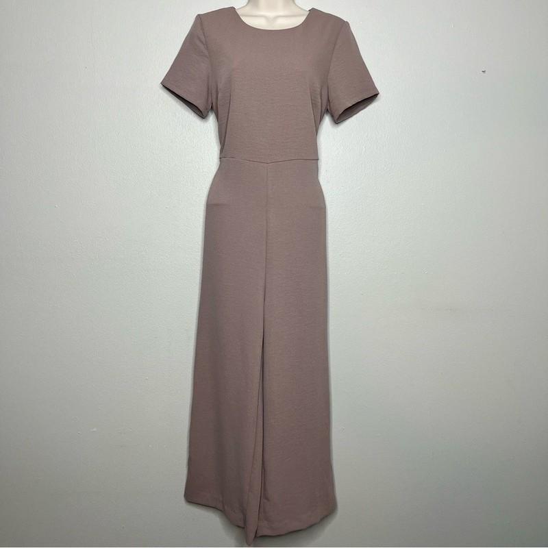 Allrow Women Jumpsuit Small Brown Minimalist Wide leg Casual