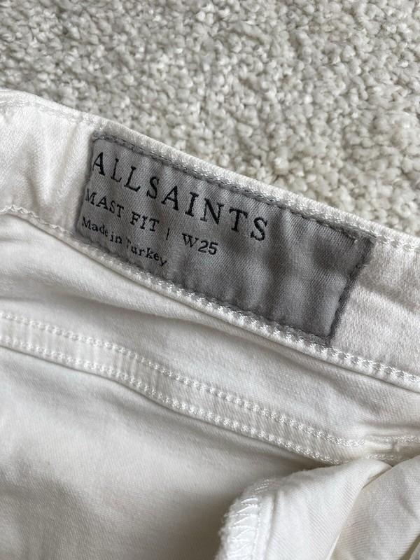 AllSaints Jeans Women's 25 White Mast Fit Skinny Jeans Distressed