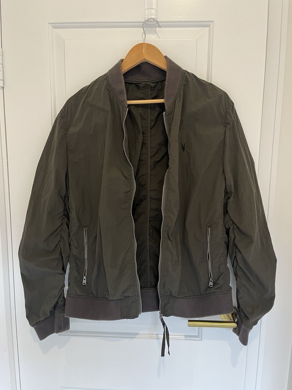 Allsaints Men’s Khaki Bomber Bassetti Lightweight Jacket. Size Large