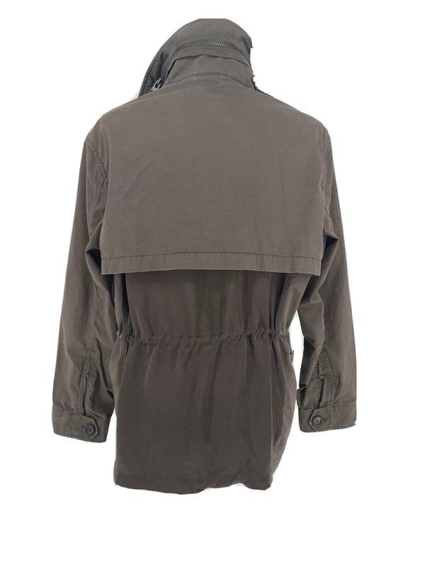 Allsaints Women Size 6 Asymmetric Zip Up Waterfall Front LANCE Jacket Moto Olive