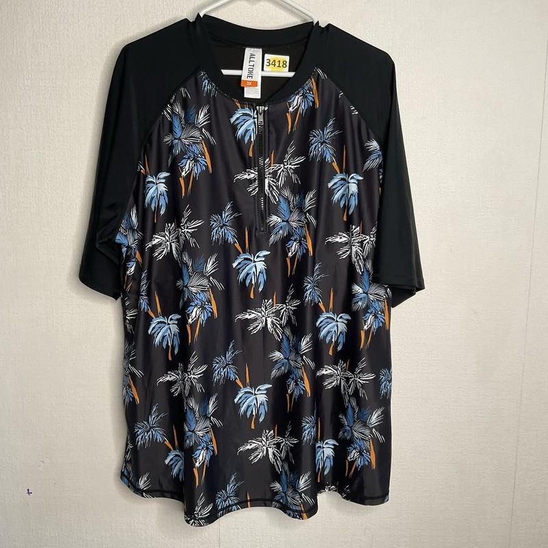 ALLTOKE Women’s Sun Protectant Colorful Swim Shirt Size 3X Rush Guard Short Slv