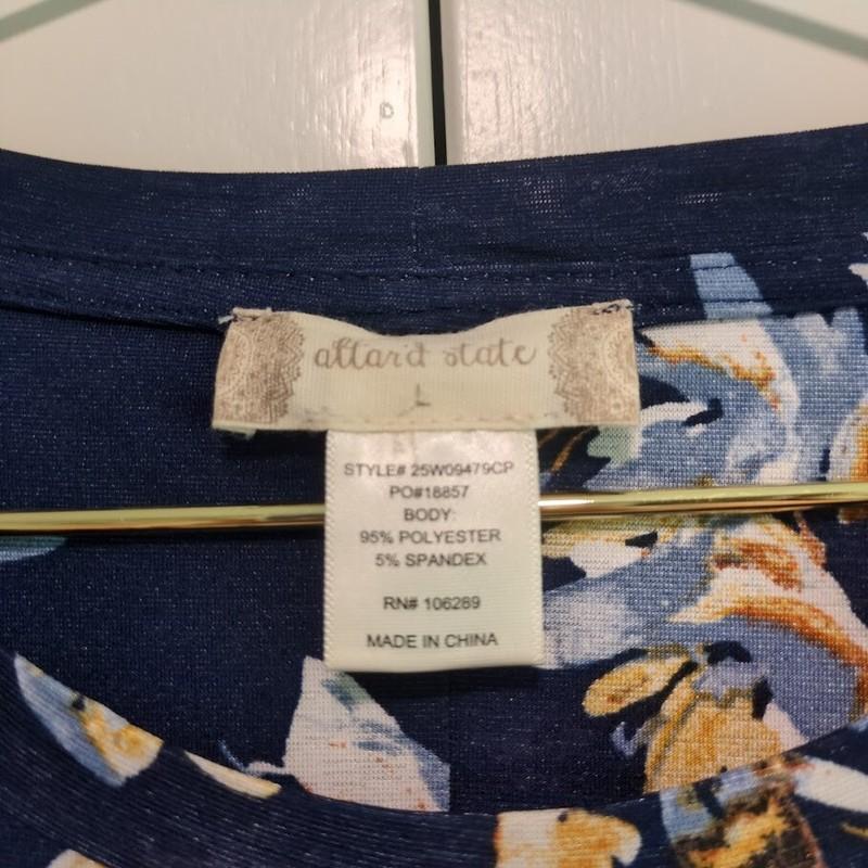 Altard State Womens Dress Large Blue Navy Blue Dress Stretchy Floral Print