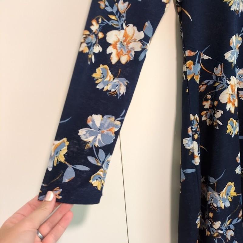 Altard State Womens Dress Large Blue Navy Blue Dress Stretchy Floral Print