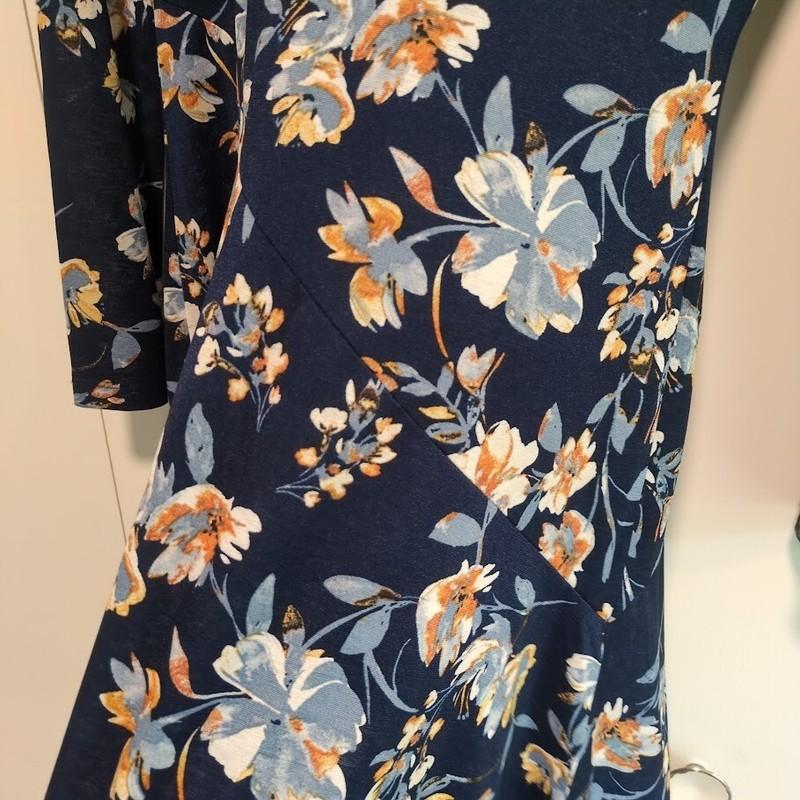 Altard State Womens Dress Large Blue Navy Blue Dress Stretchy Floral Print